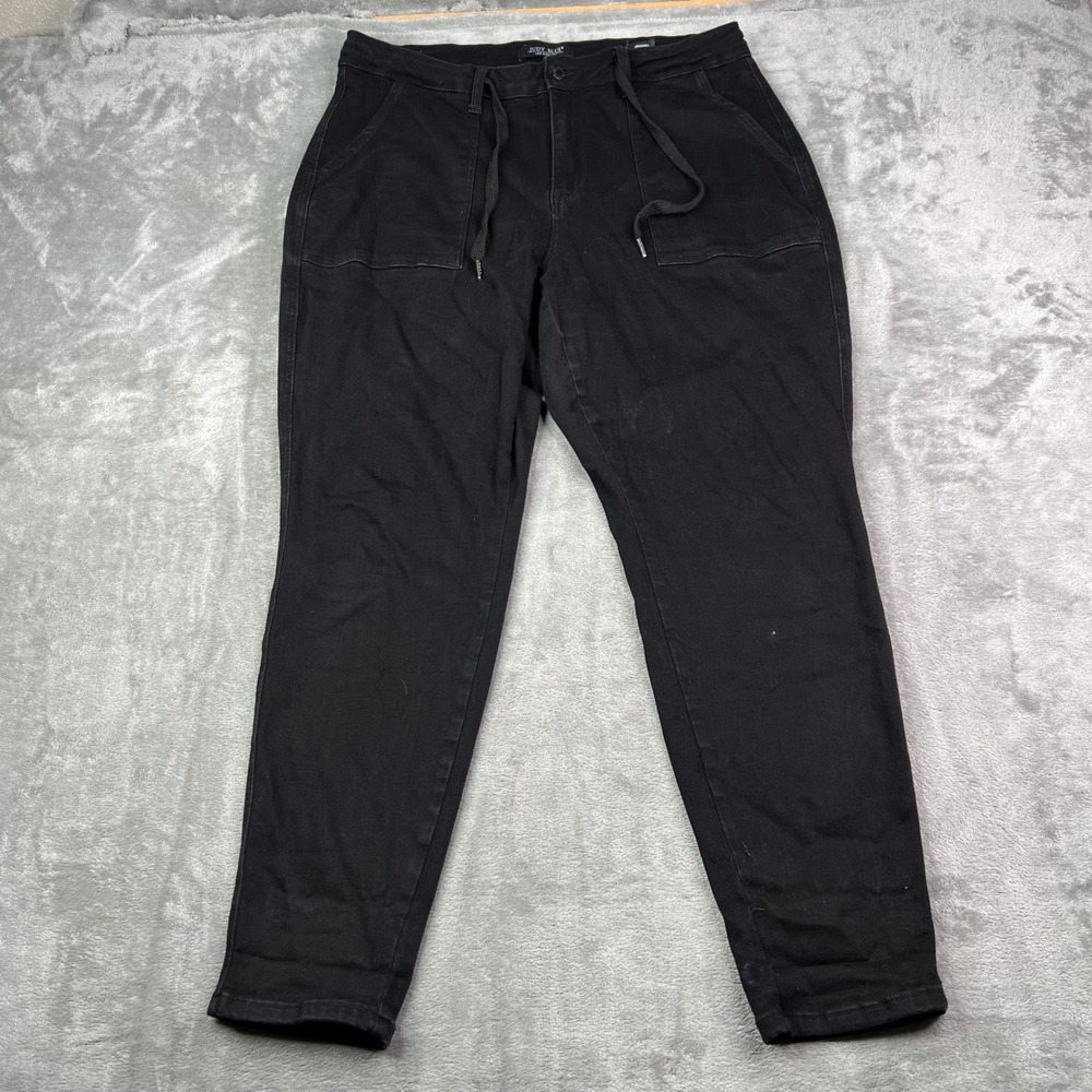 Judy Blue Jogger Jeans Womens 16W Black Solid Stretch Drawstring High Rise